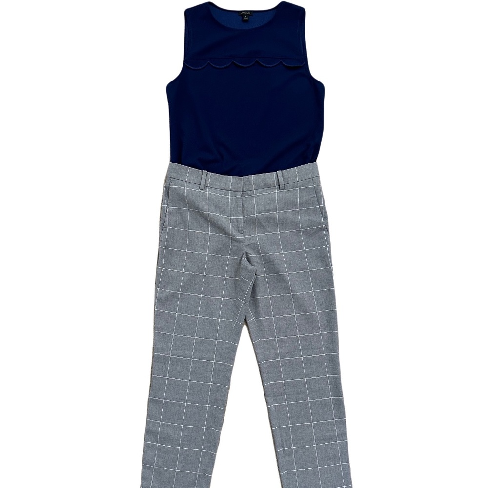 Ann Taylor Wind Pane Pants, Size 4P, Cotton Fabric, Gray, Excellent Condition
